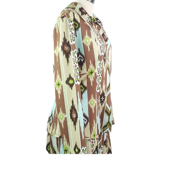 Vintage Ensemble women sz 18 mint brown green Dress Blouse and Pullover skirt - Picture 4 of 11